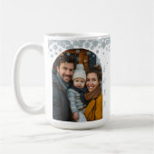 Minimalistische blauwe sneeuwvlok gebogen foto koffiemok (Links)