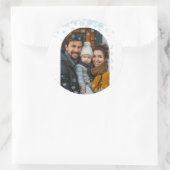 Minimalistische blauwe sneeuwvlok gebogen foto ronde sticker (Tas)