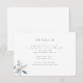 Minimalistische Blauwe Sneeuwvlok Winter Wedding Informatiekaartje (Voorkant / Achterkant)