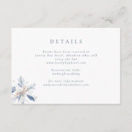 Minimalistische Blauwe Sneeuwvlok Winter Wedding Informatiekaartje