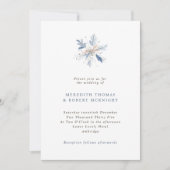 Minimalistische Blauwe Sneeuwvlok Winter Wedding Kaart (Voorkant)