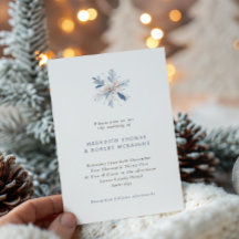 Minimalistische Blauwe Sneeuwvlok Winter Wedding