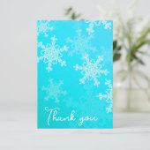 Minimalistische Blauwe Sneeuwvlokken Baby Shower B Bedankkaart (Staand voorkant)