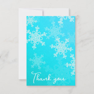 Minimalistische Blauwe Sneeuwvlokken Baby Shower B Bedankkaart