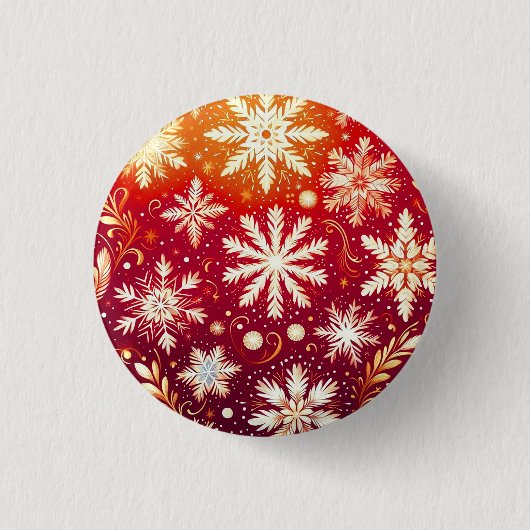 Minimalistische blauwe sneeuwvlokmagneet ronde button 3,2 cm (Voorkant)