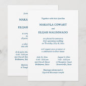 Minimalistische blauwe Spaans-Engels twee receptie Kaart (Voorkant / Achterkant)