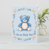 Minimalistische blauwe teddybeer kaart (Staand voorkant)