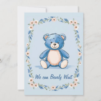 Minimalistische blauwe teddybeer kaart
