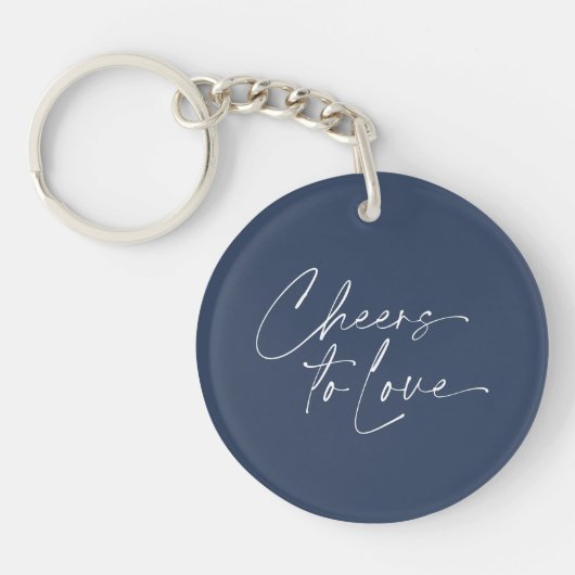 Minimalistische blauwe trouw-sleutelhanger favor sleutelhanger (Voorkant)