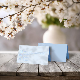 Minimalistische blauwe trouwplaatskaart plaatskaartje