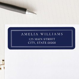 Minimalistische Blauwe Twee Rand Retouradres Etiket