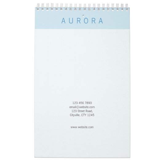 Minimalistische blauwe tweetonige kalender (Achterkant)
