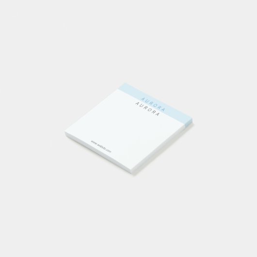 Minimalistische blauwe tweetonige post-it® notes (Schuin)