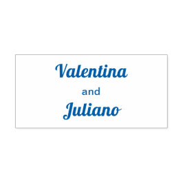Minimalistische blauwe typografie trouwstempel zelfinktende stempel