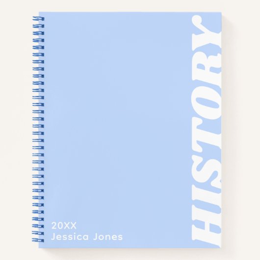 Minimalistische Blauwe Verticale Tekst Schoolvak Notitieboek (Voorkant)