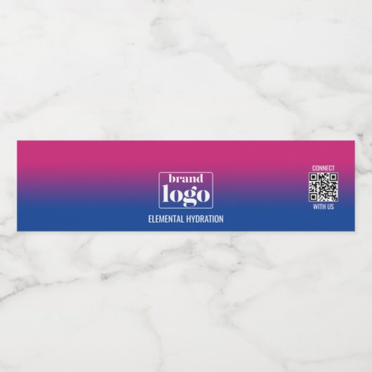 Minimalistische Blauwe Violet Gradiënt Elementale  Waterfles Etiket (Enkel label)