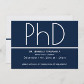 Minimalistische blauwe virtuele PhD-afstudeerfeest Kaart (Voorkant / Achterkant)
