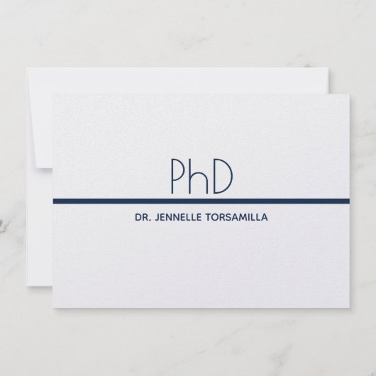 Minimalistische blauwe virtuele PhD-afstudeerfeest Kaart (Achterkant)