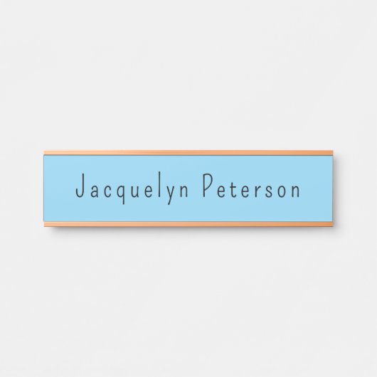 Minimalistische blauwe vlakte Elegante moderne naa Deurbordje (Voorkant)