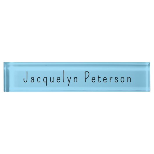 Minimalistische blauwe vlakte Elegante moderne naa Naambordje (Voorkant)