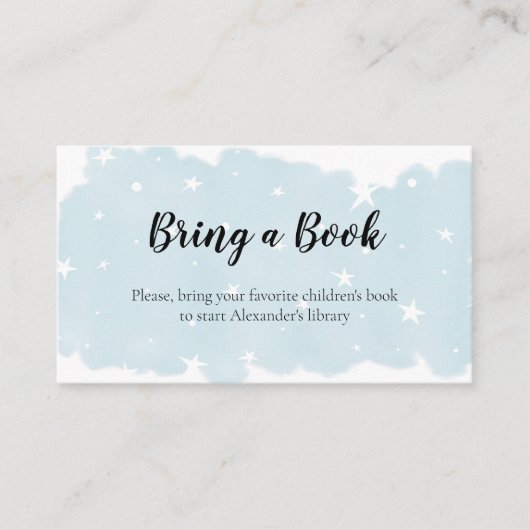 Minimalistische Blauwe Waterverf Breng een Boek Informatiekaartje (Voorkant)