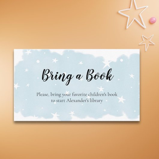 Minimalistische Blauwe Waterverf Breng een Boek Informatiekaartje