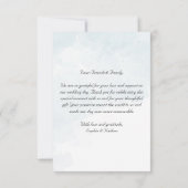 Minimalistische Blauwe Waterverf bruiloft bedankka Bedankkaart (Achterkant)