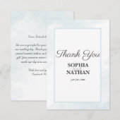 Minimalistische Blauwe Waterverf bruiloft bedankka Bedankkaart (Voorkant / Achterkant)