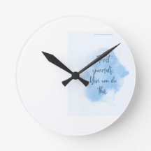 Minimalistische blauwe waterverf wandklok moderne 