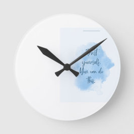 Minimalistische blauwe waterverf wandklok moderne
