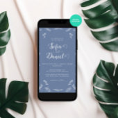 Minimalistische blauwe winter bruiloft kaart