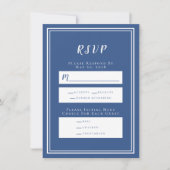 Minimalistische Blauwe & Witte Huwelijks RSVP Menu (Voorkant)