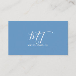 Minimalistische Blauwe & Witte Monogram Script Zak Visitekaartje
