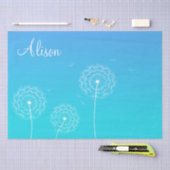 Minimalistische Blauwe Witte Paardenbloem Naam Moo Tissuepapier (Craft)