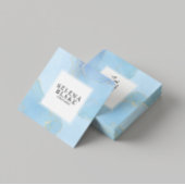 Minimalistische blauwe & witte vierkante stijl + Q Visitekaartje