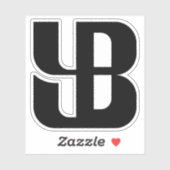 Minimalistische Blauwe YB Letter Sticker (Vel)
