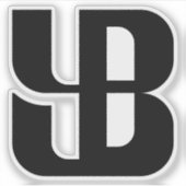 Minimalistische Blauwe YB Letter Sticker (Voorkant)