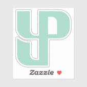 Minimalistische Blauwe YP Letter Sticker (Vel)