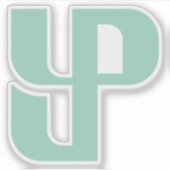 Minimalistische Blauwe YP Letter Sticker (Voorkant)