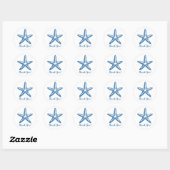 Minimalistische blauwe zeester kust dank u ronde sticker (Vel)