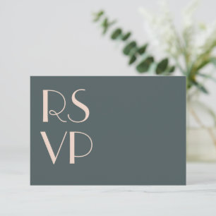 Minimalistische Blauwgroen Art Deco bruiloft RSVP