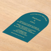 Minimalistische Blauwgroen blauw groen gouden scri Acryl Uitnodigingen (Laagn)