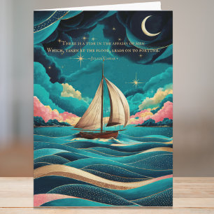 Minimalistische Blauwgroen Blue Illustration Quote Kaart