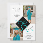 Minimalistische Blauwgroen Blue Pet en Bow Afstude Kaart (Voorkant)