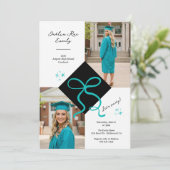 Minimalistische Blauwgroen Blue Pet en Bow Afstude Kaart (Staand voorkant)