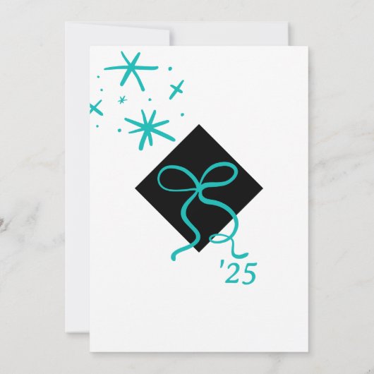 Minimalistische Blauwgroen Blue Pet en Bow Afstude Kaart (Achterkant)