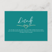 Minimalistische Blauwgroen bruiloft details Informatiekaartje (Voorkant)