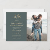 Minimalistische Blauwgroen donkere en sepia Branch Magnetische Uitnodiging (Voorkant)