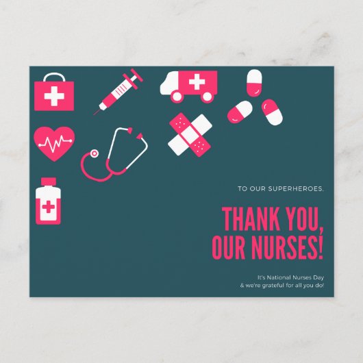 Minimalistische Blauwgroen en Magenta Iconische Da Briefkaart (Voorkant)