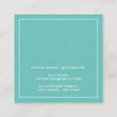 Minimalistische Blauwgroen en Witte Oorbel Display Vierkante Visitekaartje (Achterkant)
